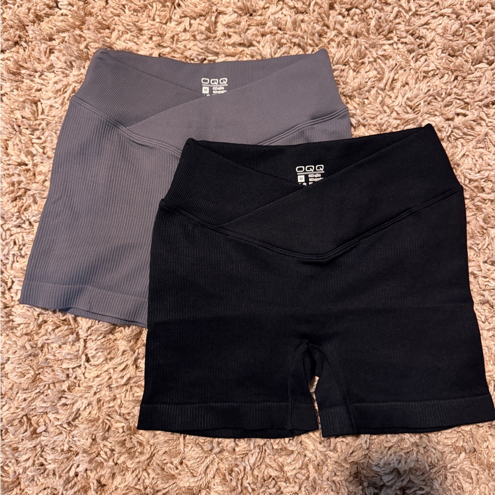 OQQ Women's Black and Gray Shorts
